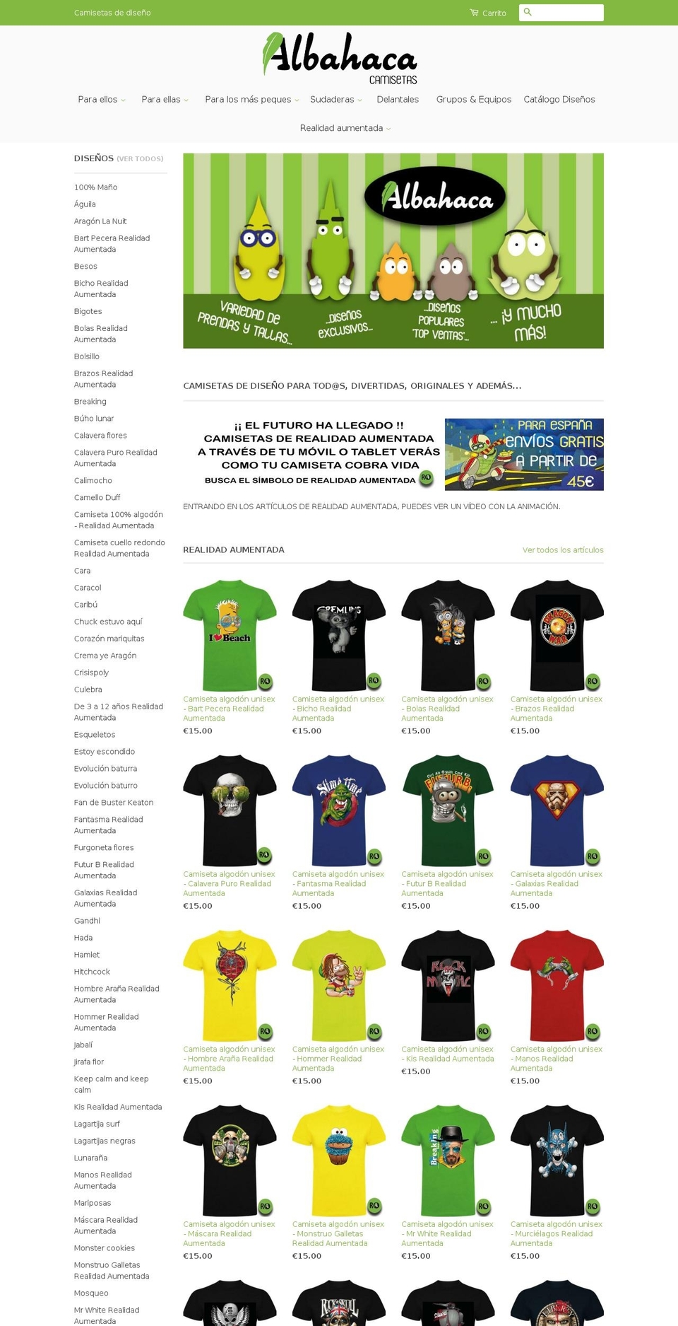 camisetasalbahaca.com shopify website screenshot