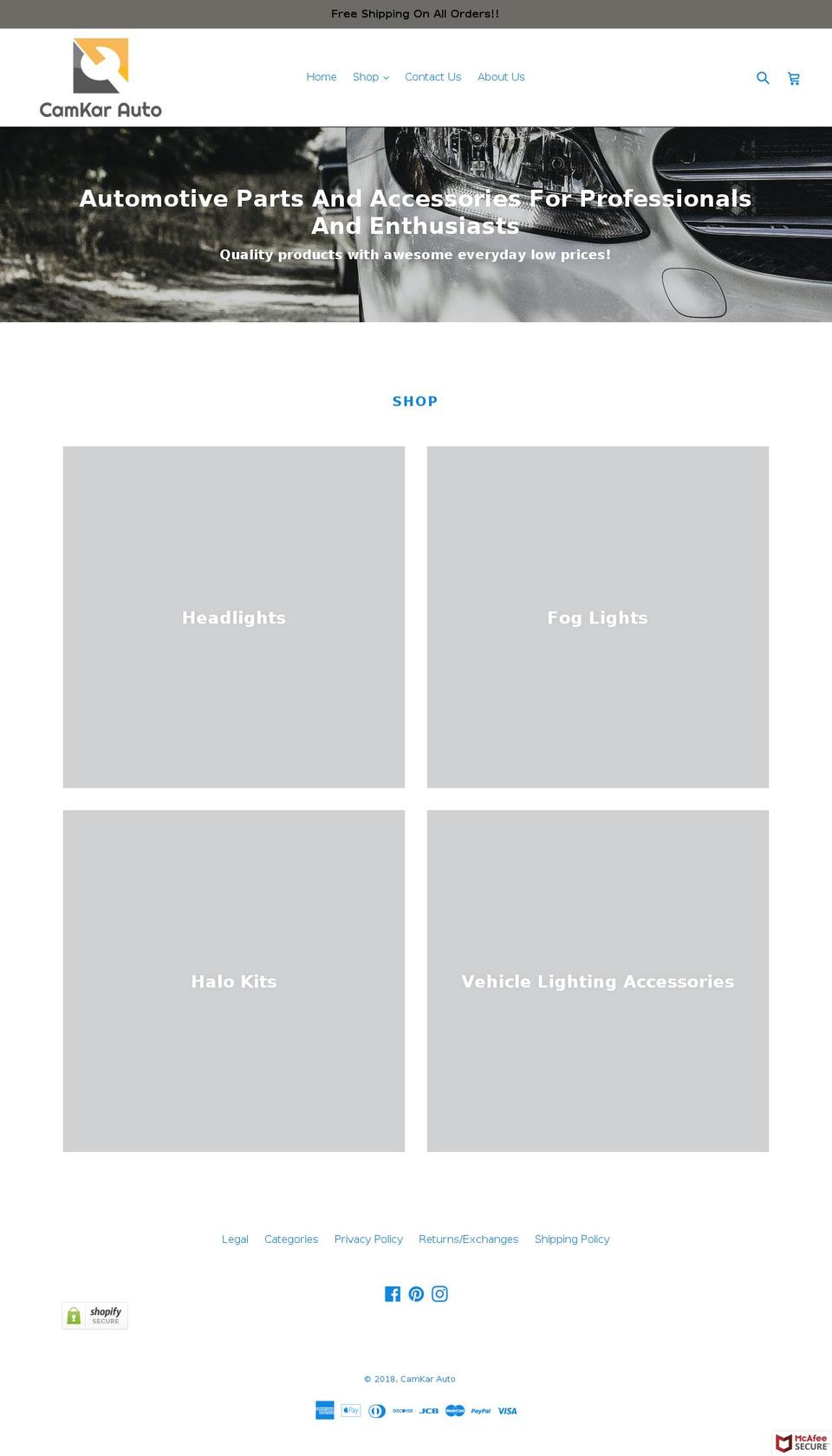 camkarauto.com — Shopify storefront screenshot