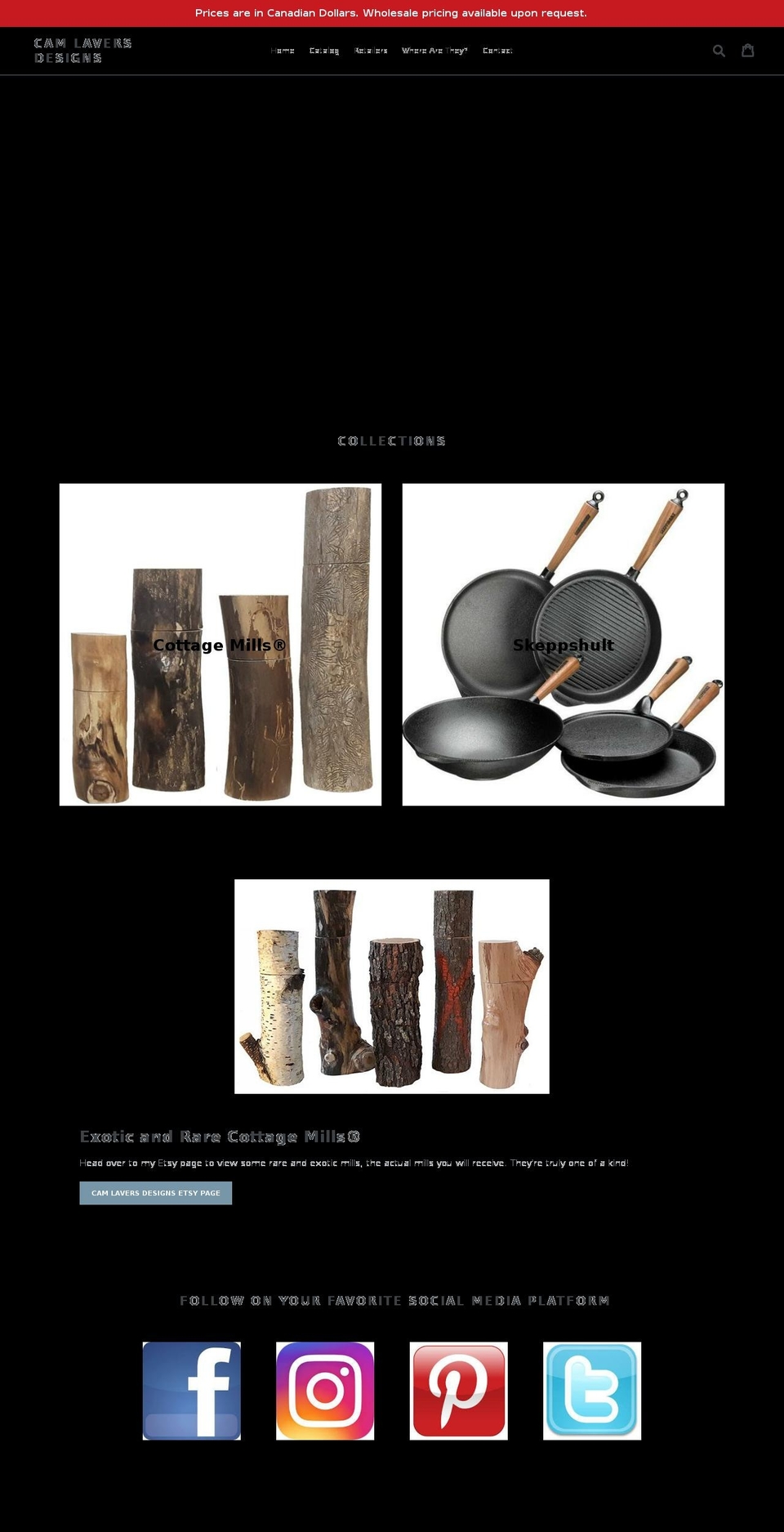 camlaversdesigns.com — Shopify storefront screenshot