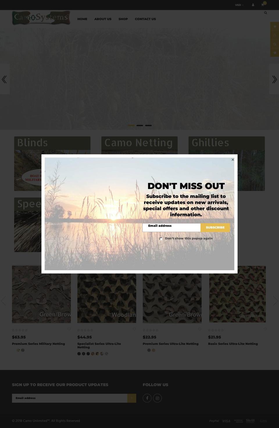 camo-unlimited.myshopify.com shopify website screenshot