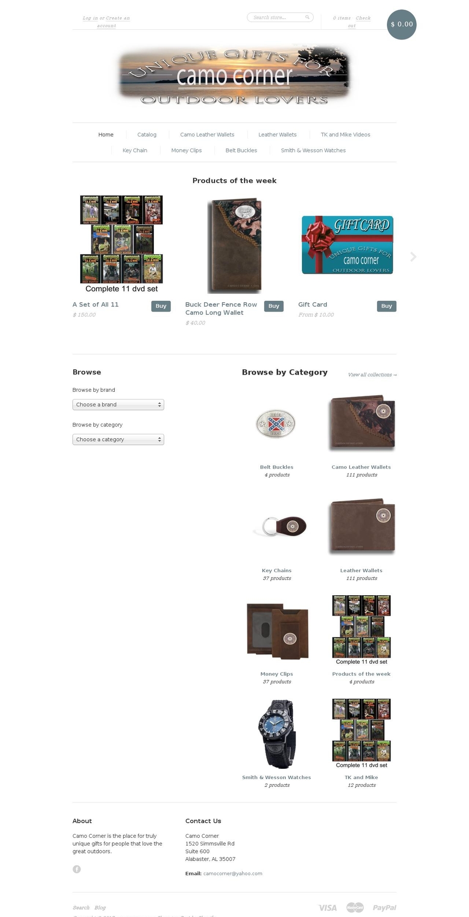 camocorner.com shopify website screenshot