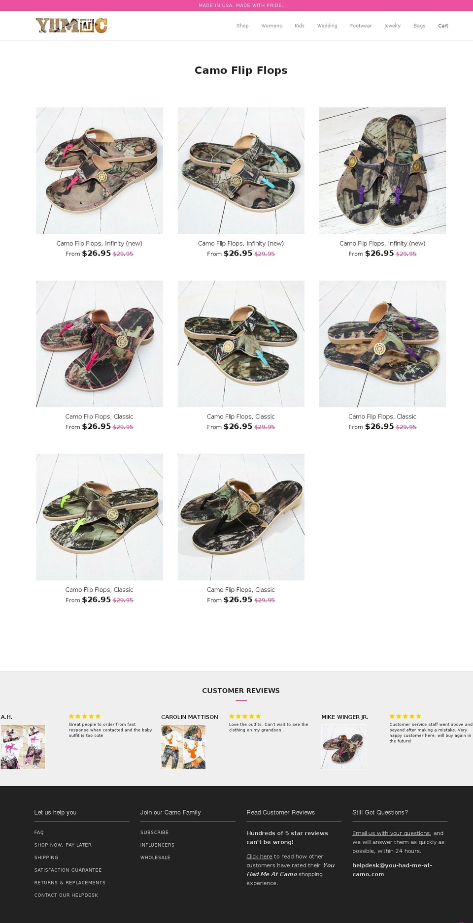 camoflipflops.com — Shopify storefront screenshot