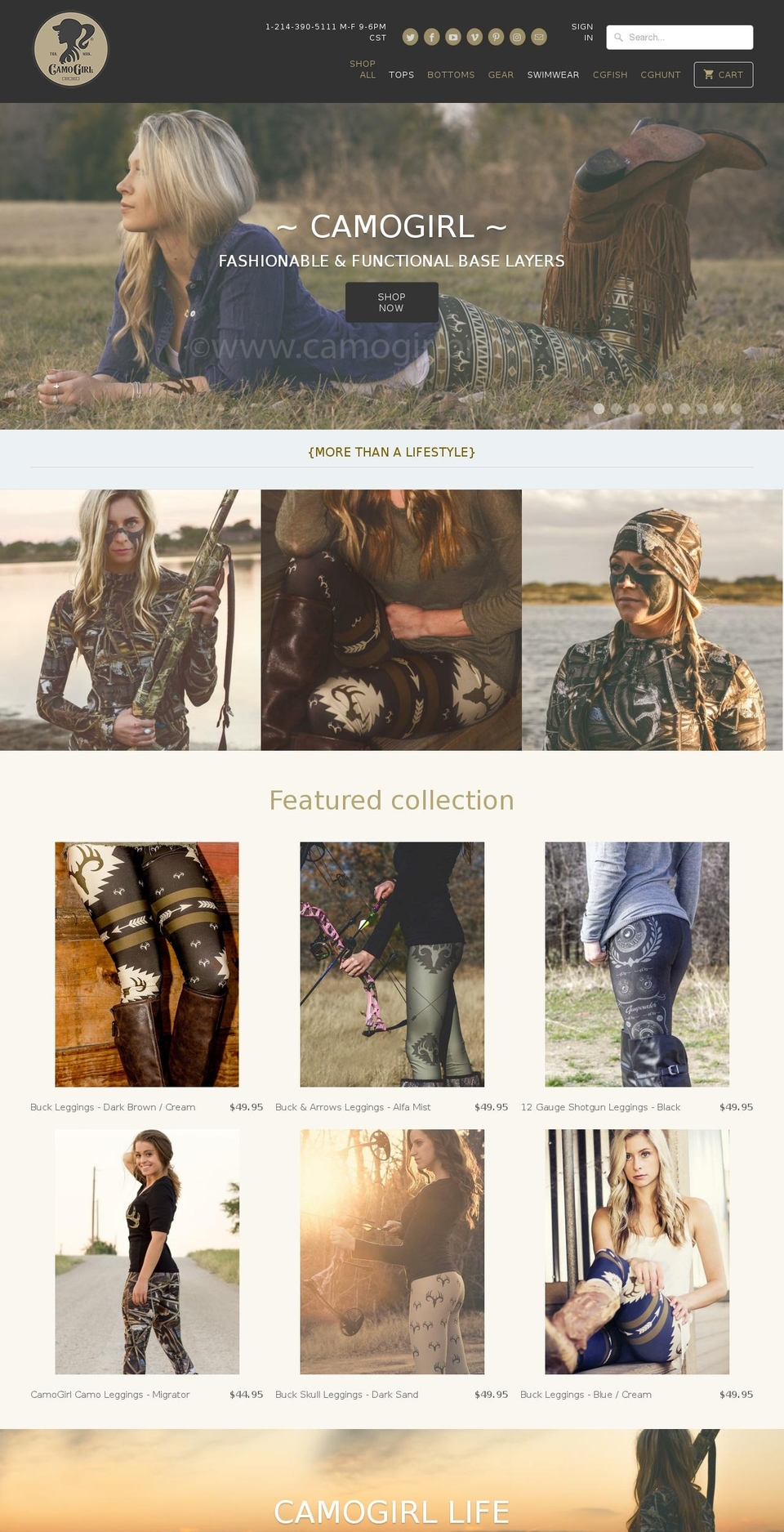 camogirlcamo.com shopify website screenshot