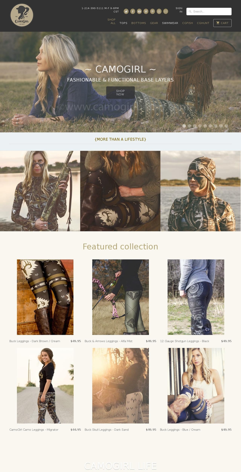 camogirlwear.com shopify website screenshot