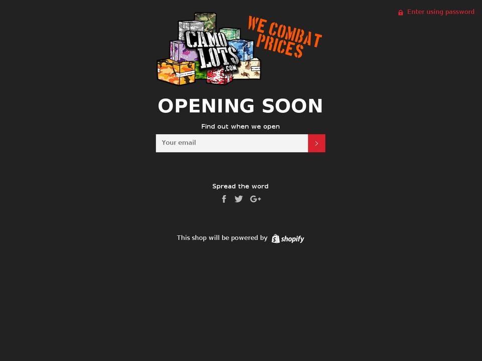 camolots.com shopify website screenshot