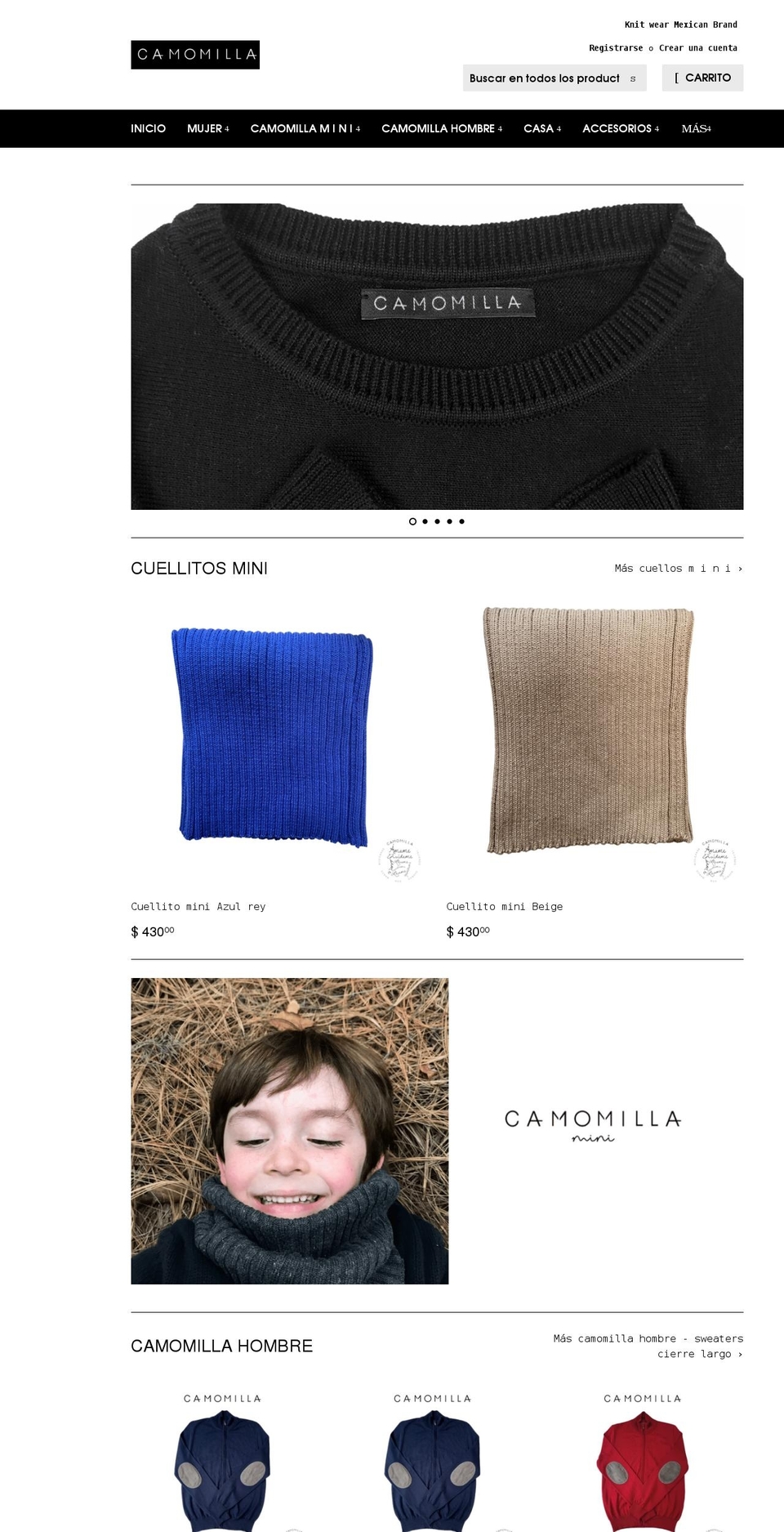 camomilla.com.mx shopify website screenshot