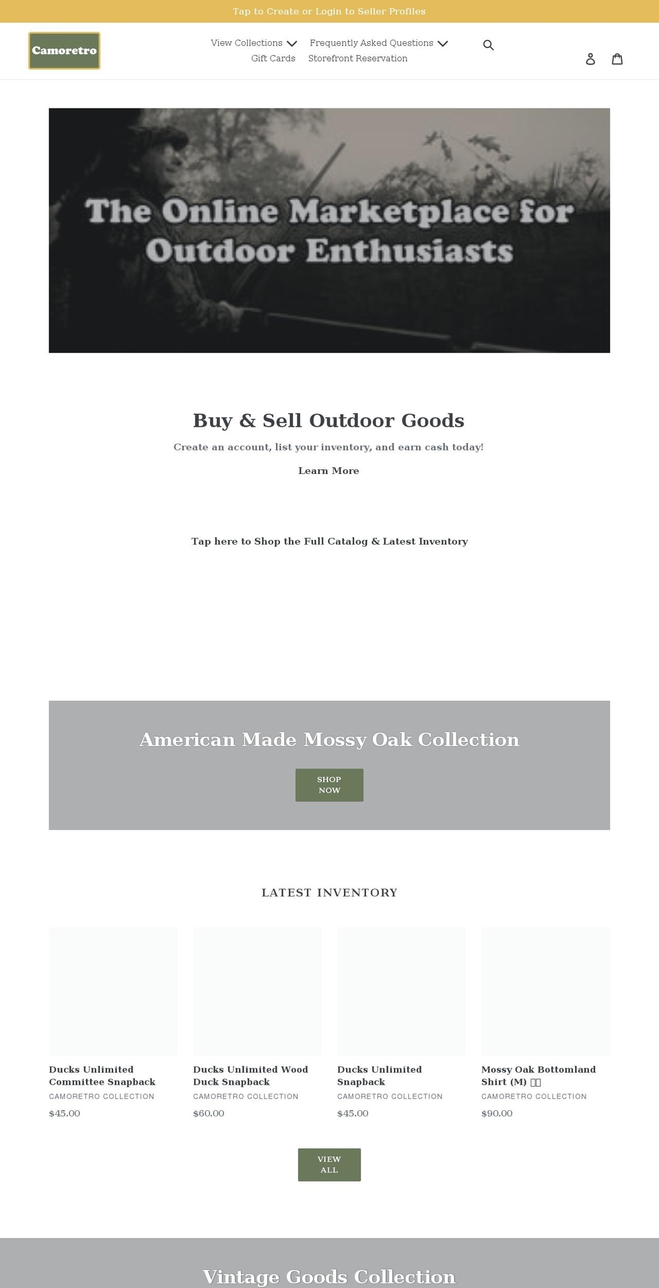 camoretro.com shopify website screenshot