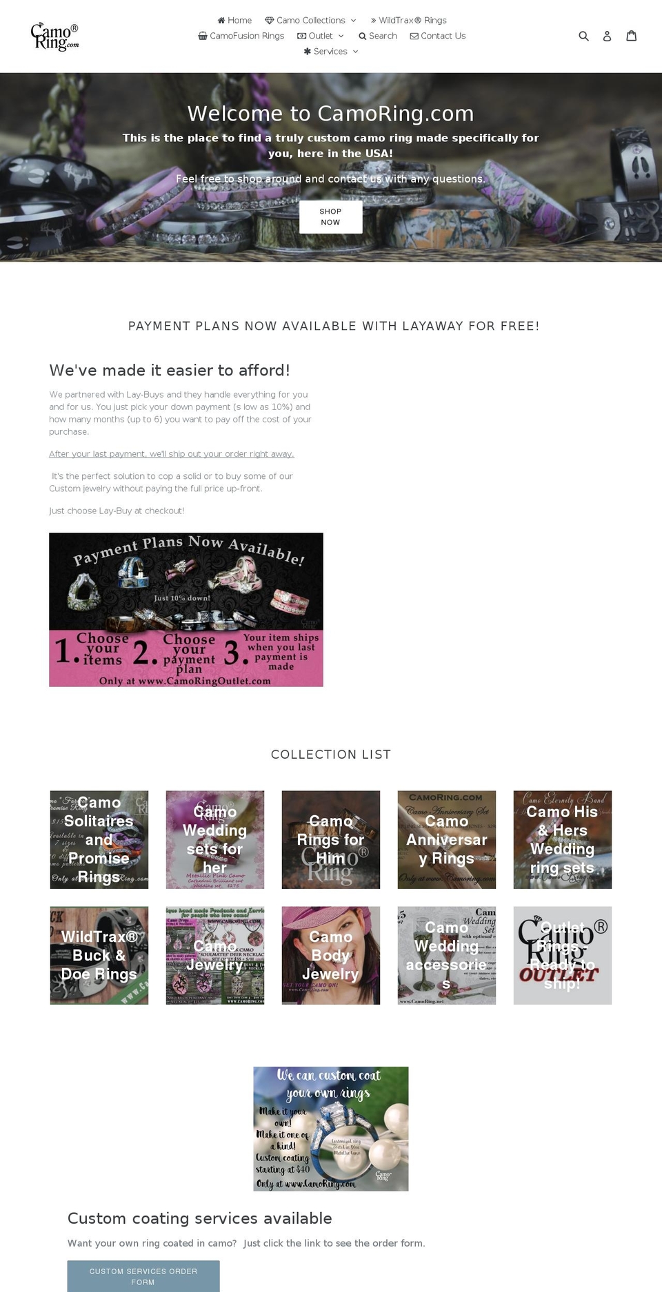camorings.com — Shopify storefront screenshot