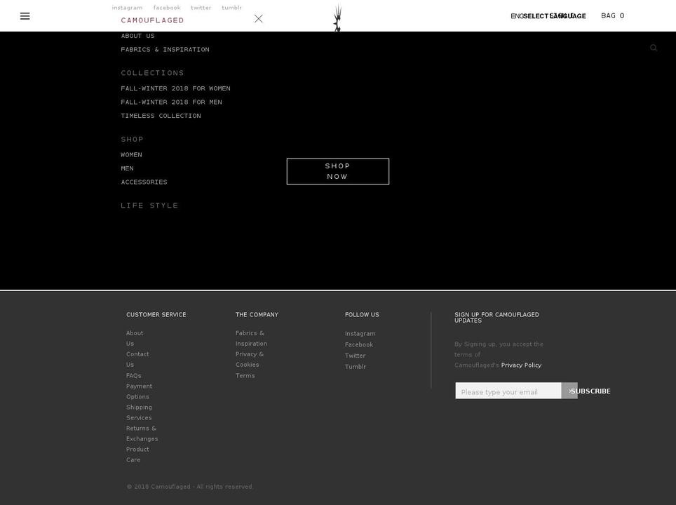 camouflaged.com — Shopify storefront screenshot