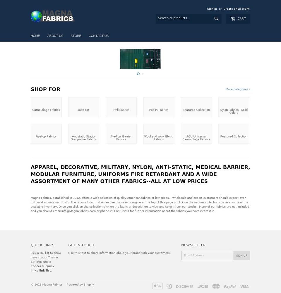 camouflagefabrics.com — Shopify storefront screenshot