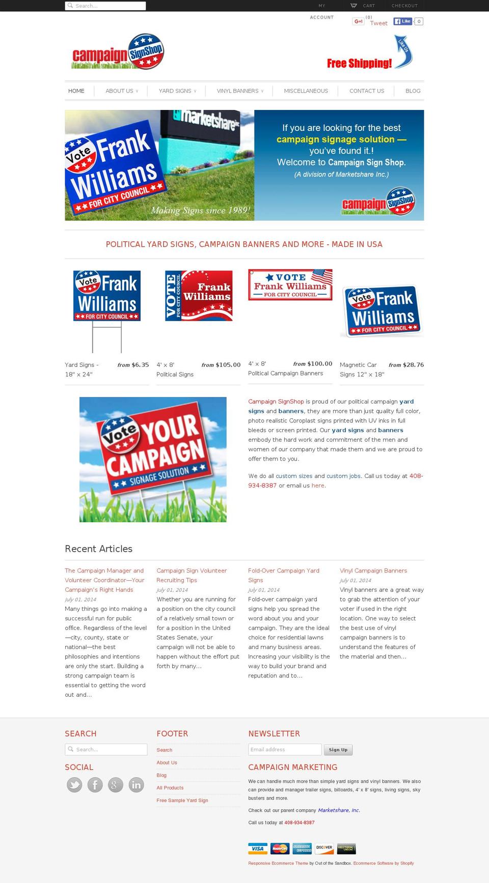 campaignsignshop.com shopify website screenshot