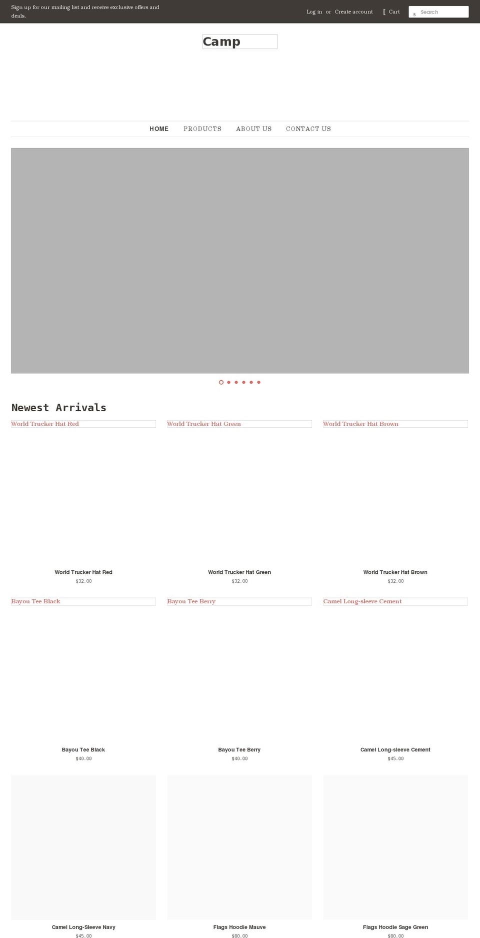 campclothingla.com shopify website screenshot