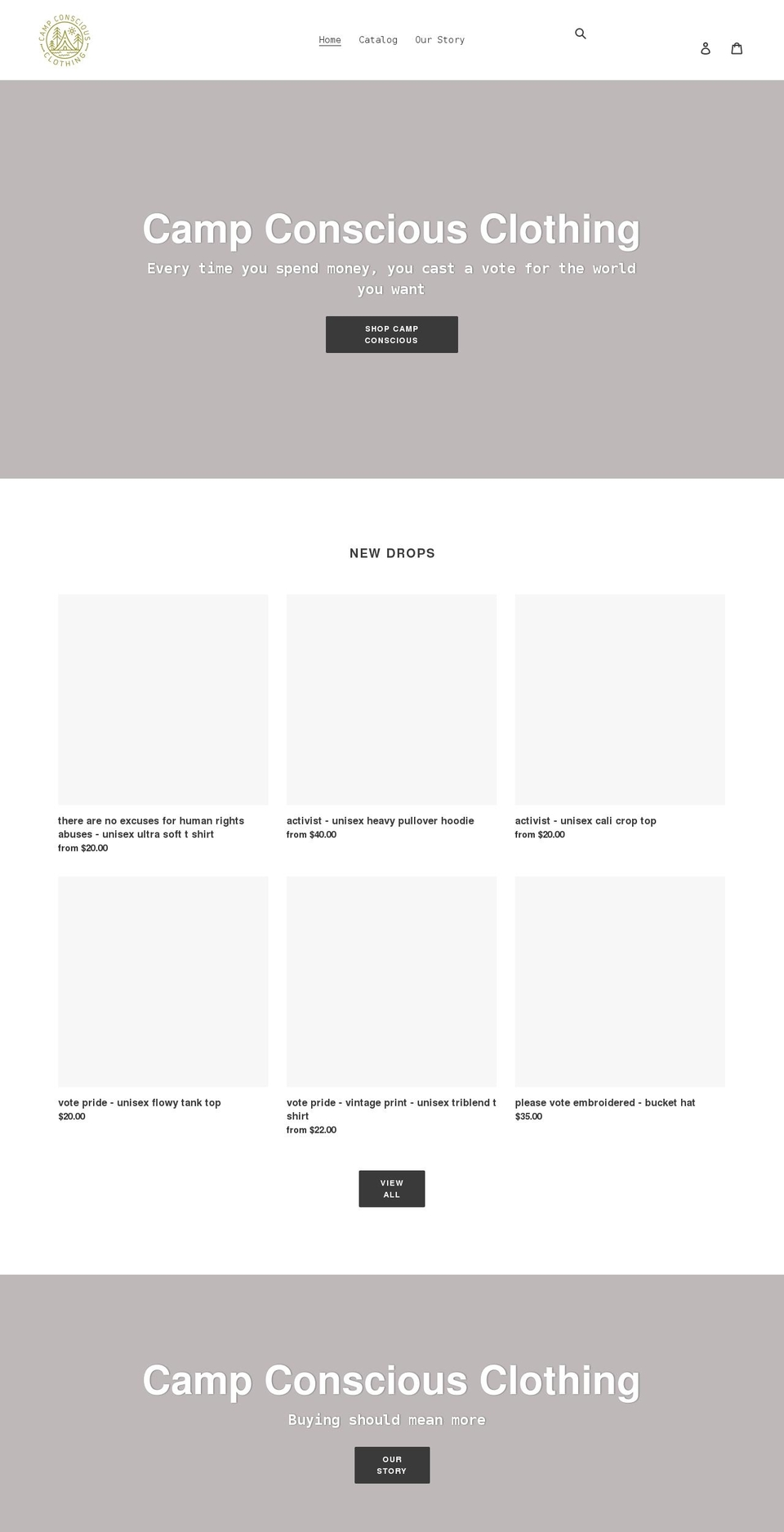 campconsciousclothing.com shopify website screenshot