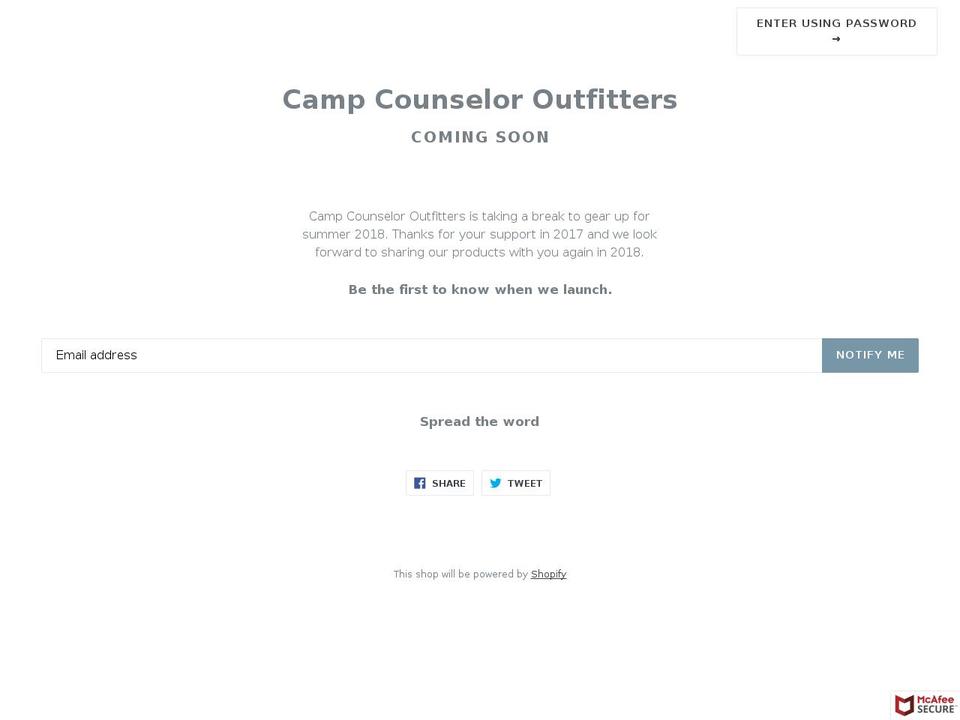 campcounseloroutfitters.com — Shopify storefront screenshot