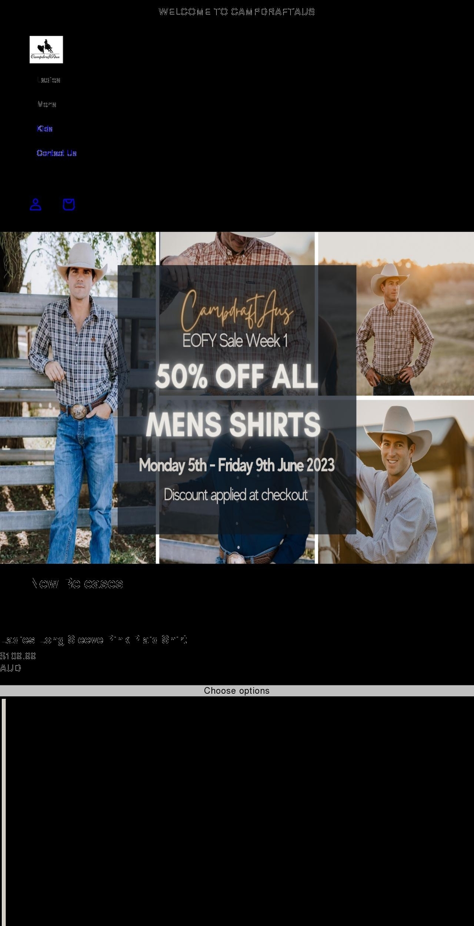 campdraftaus.com shopify website screenshot