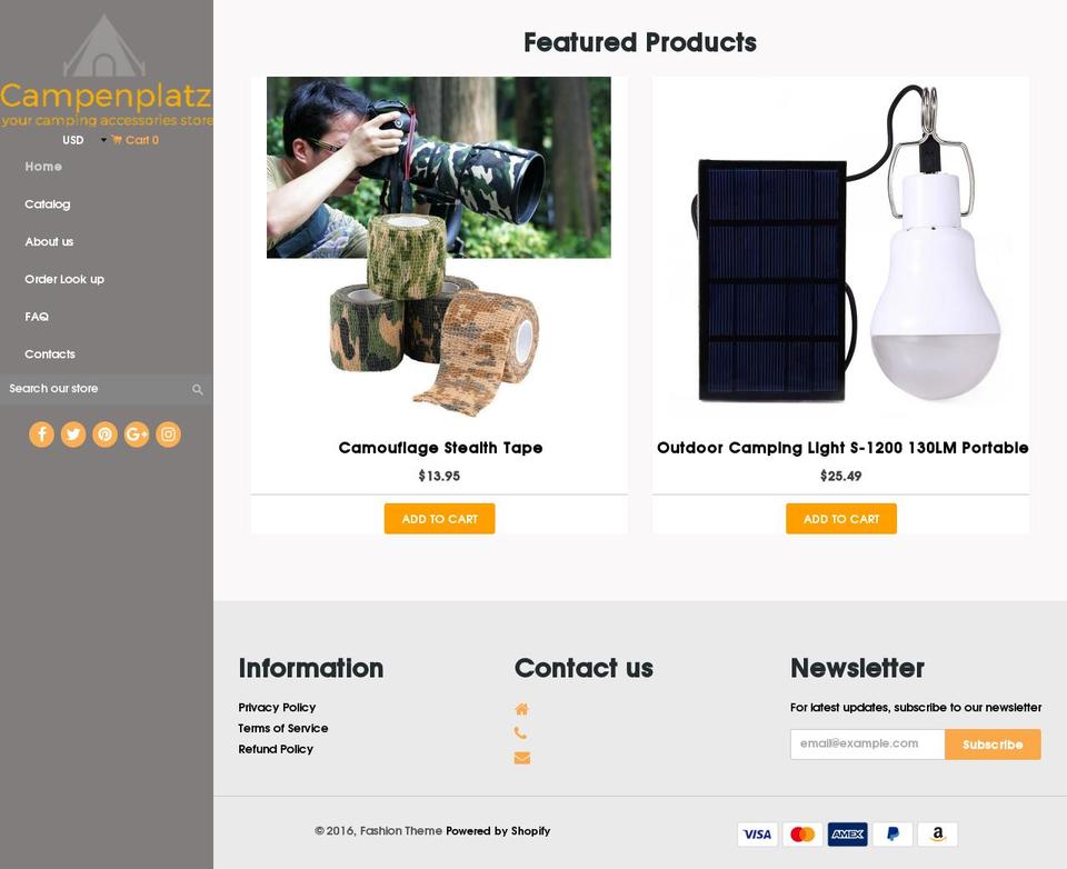 Adventure Shopify theme site example campenplatz.com