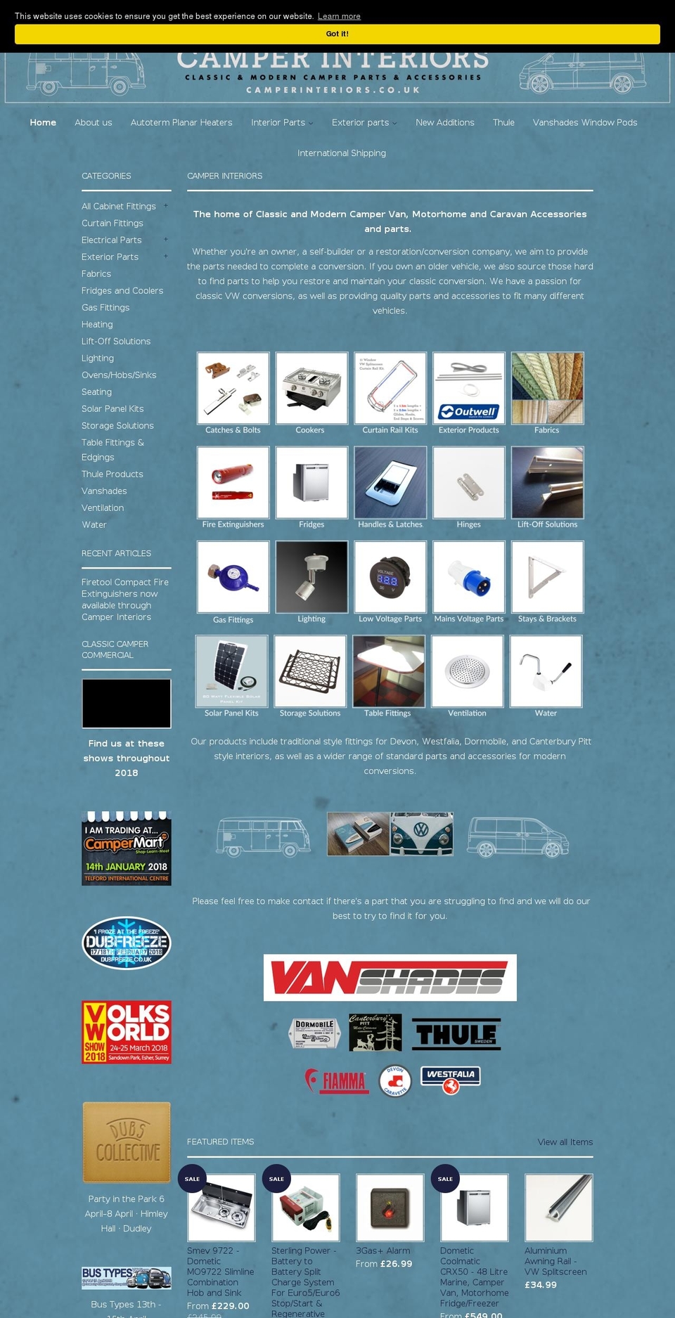 camperinteriorparts.co.uk shopify website screenshot