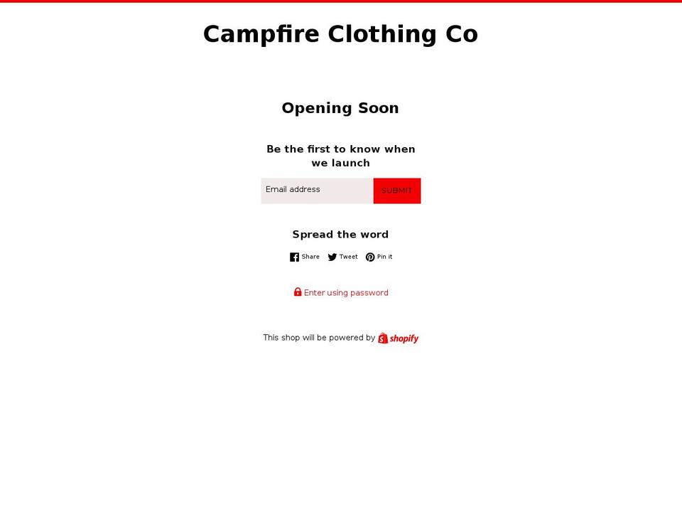 campfireclothingco.com — Shopify storefront screenshot