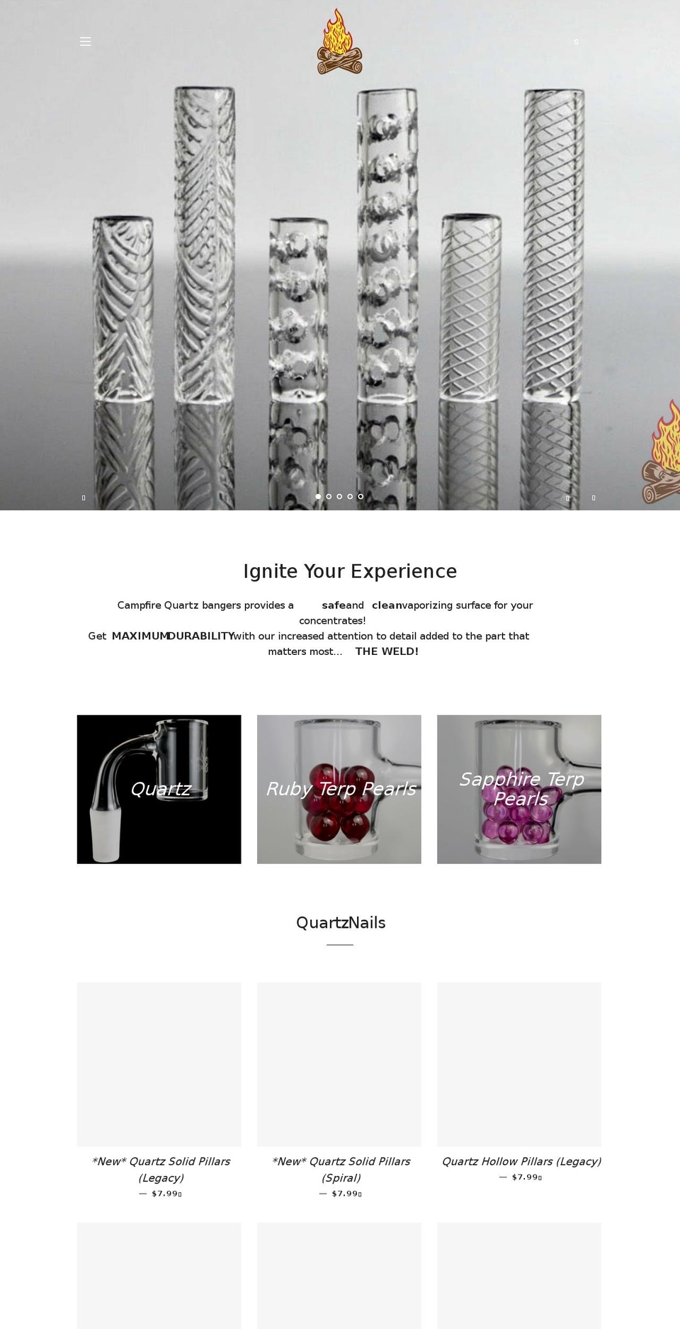 campfirequartz.com shopify website screenshot