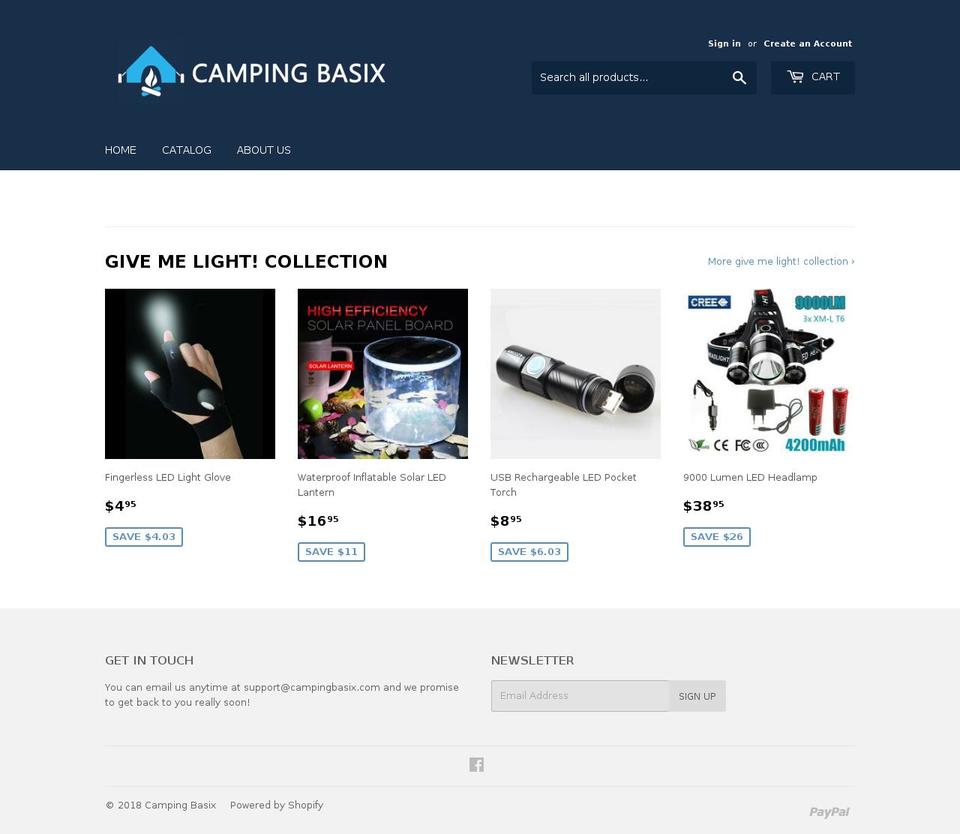 campingbasix.com — Shopify storefront screenshot