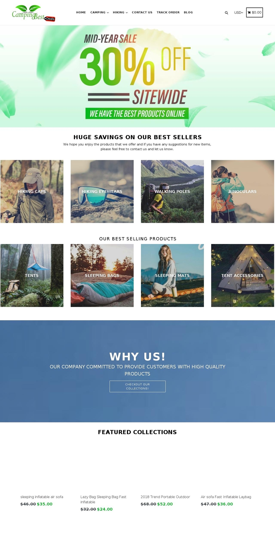 campingbestdeals.com — Shopify storefront screenshot