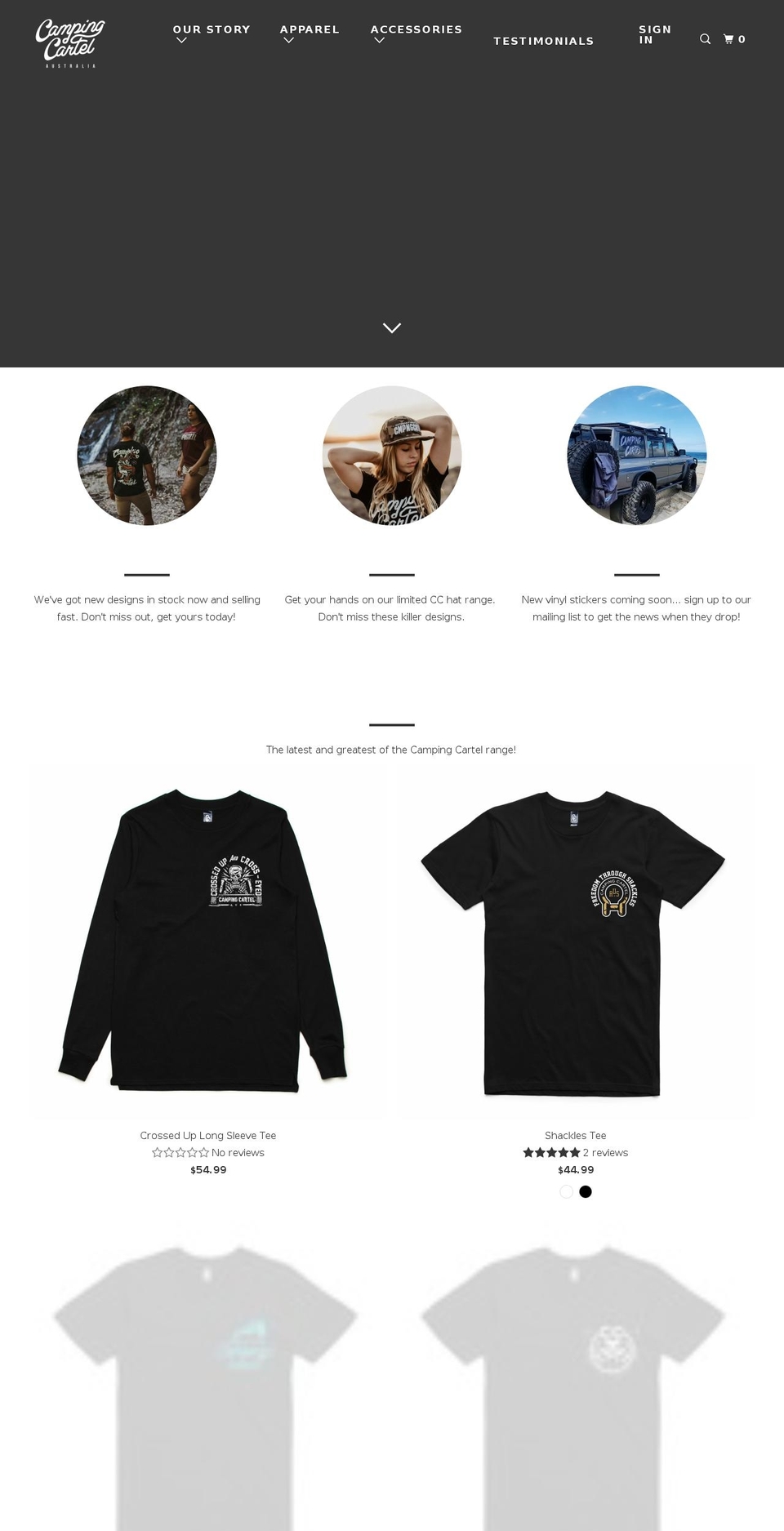campingcartel.com.au shopify website screenshot