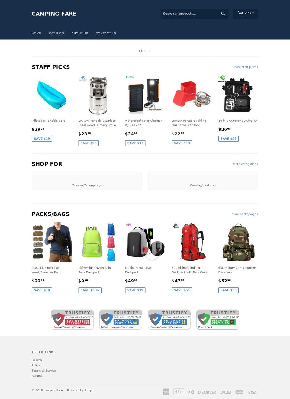 campingfare.com — Shopify storefront screenshot