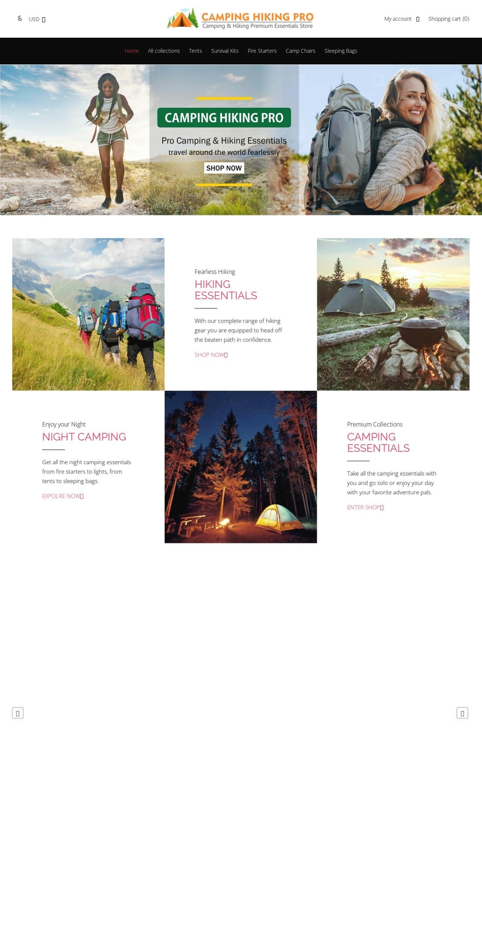 campinghikingpro.com shopify website screenshot
