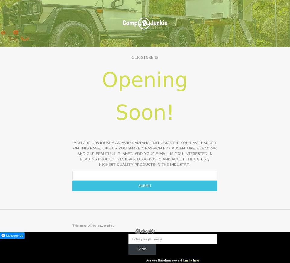 campingjunky.com shopify website screenshot