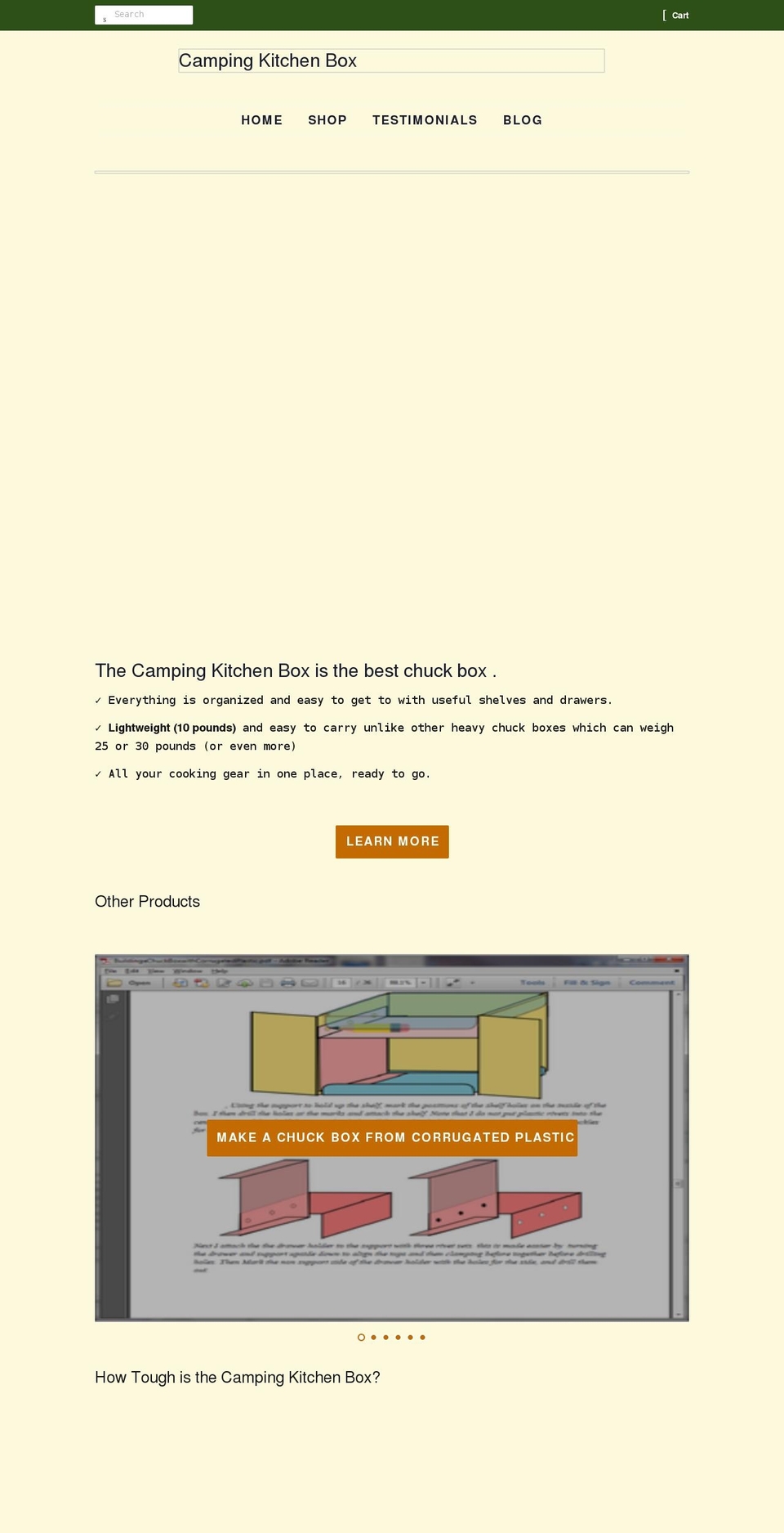 campingkitchenbox.com shopify website screenshot