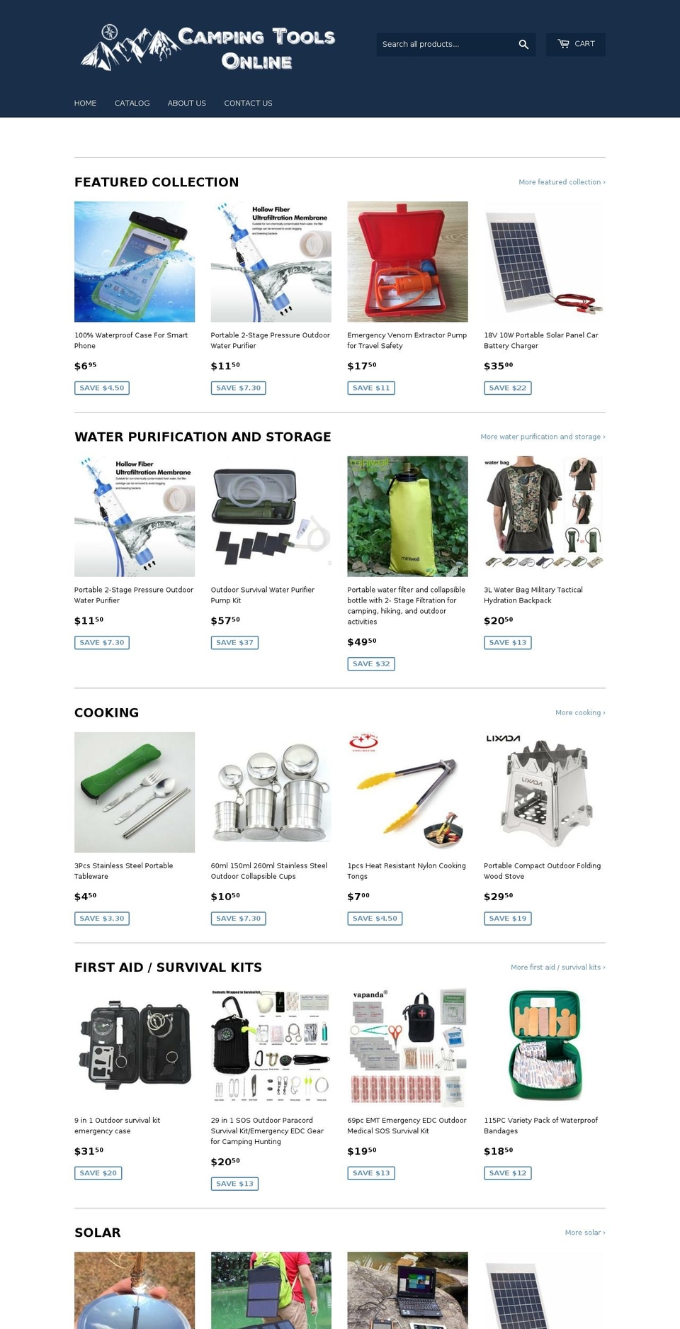campingtoolsonline.com — Shopify storefront screenshot
