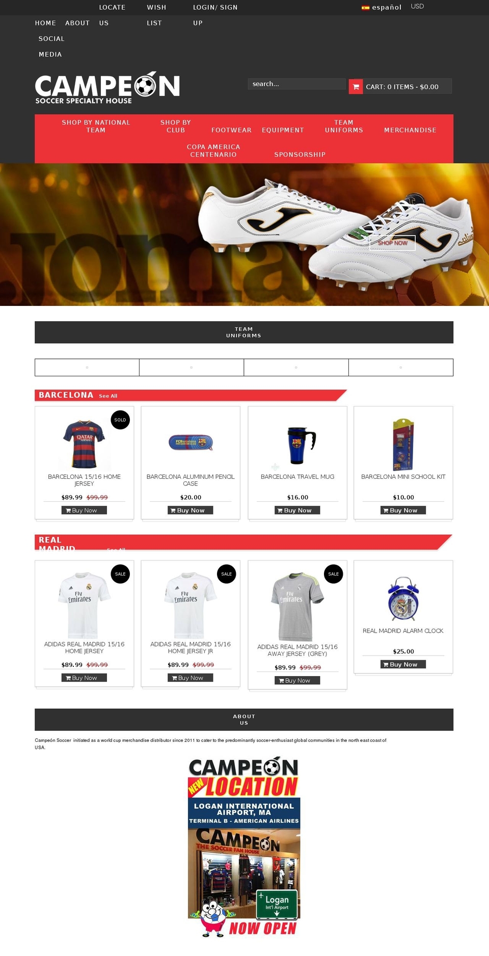 campeon Shopify theme site example campionsoccer.com