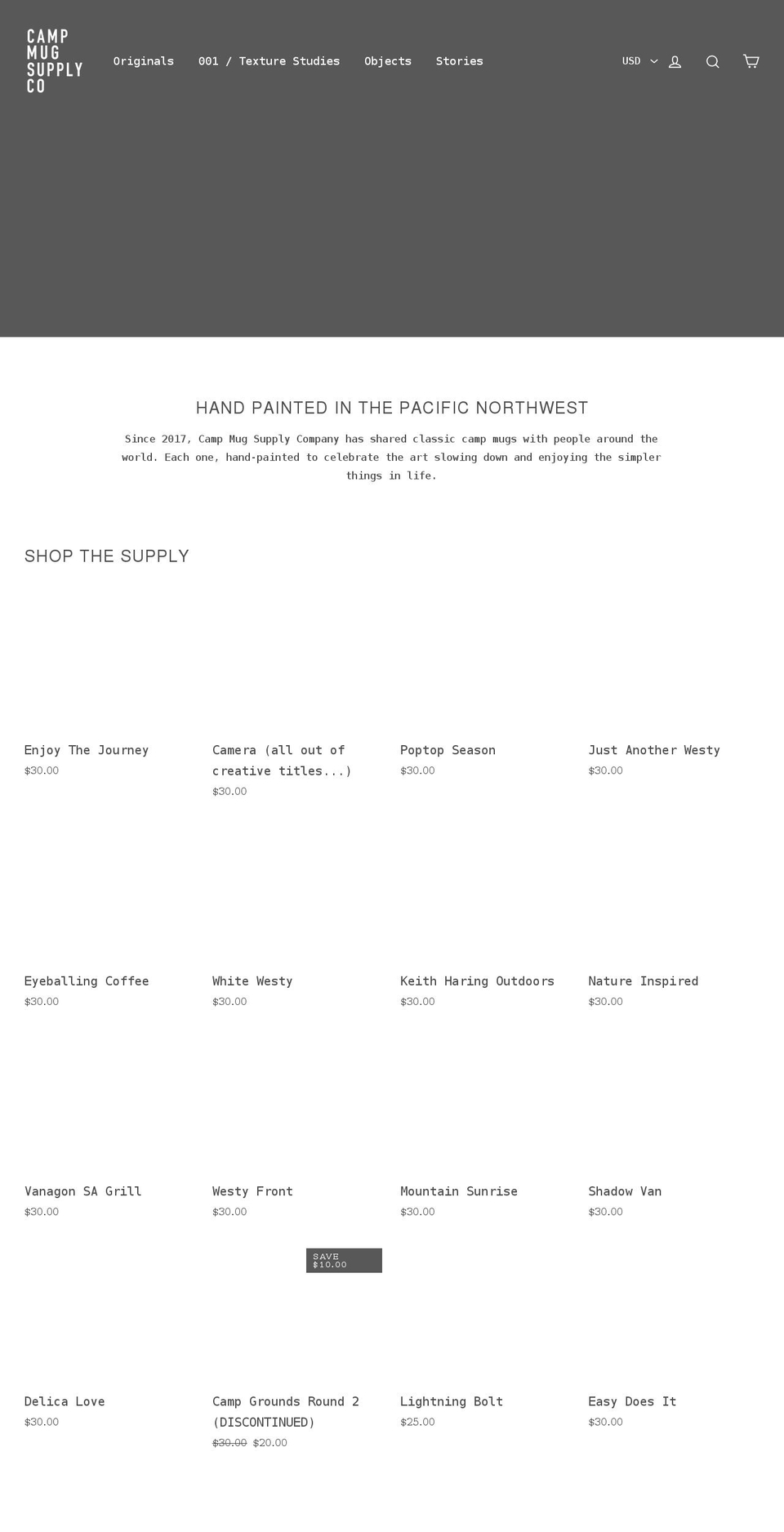 campmugsupply.com — Shopify storefront screenshot