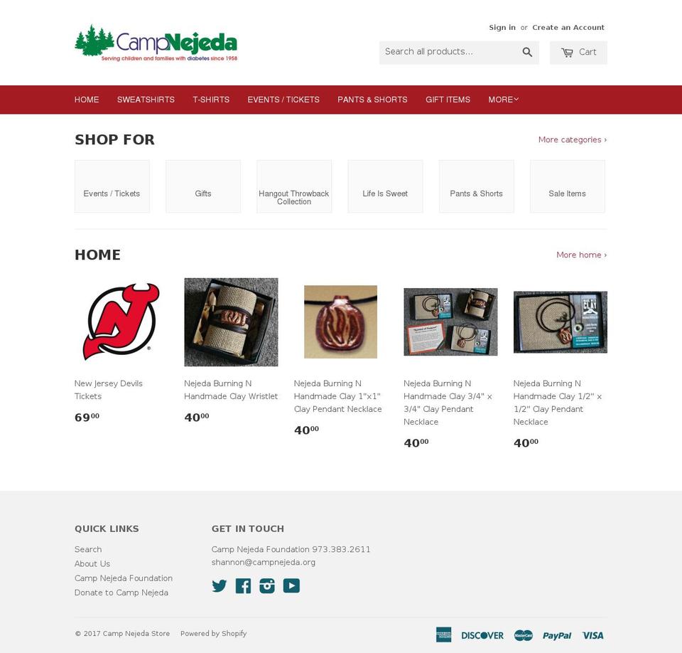 campnejedastore.com shopify website screenshot
