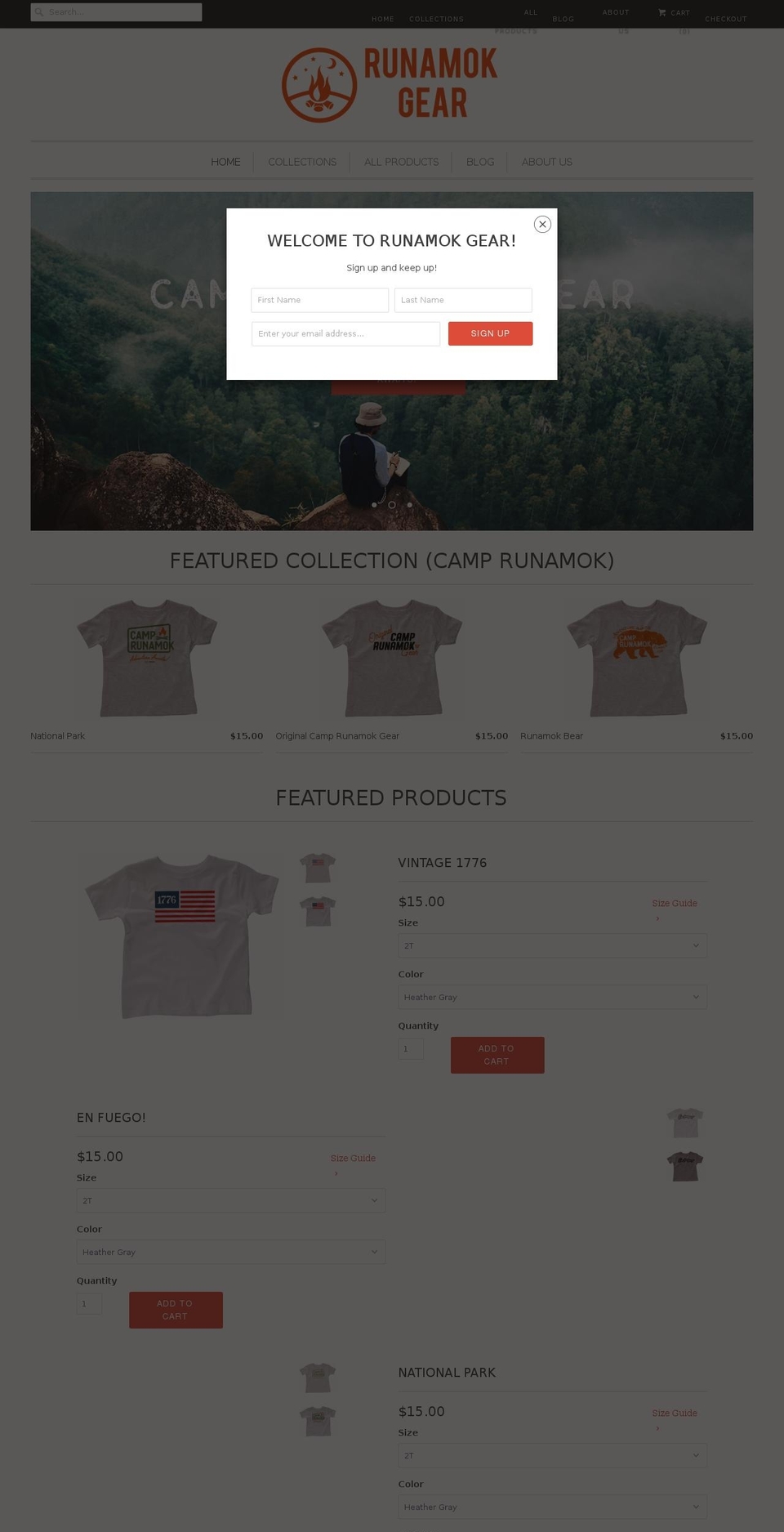 camprunamok.com — Shopify storefront screenshot
