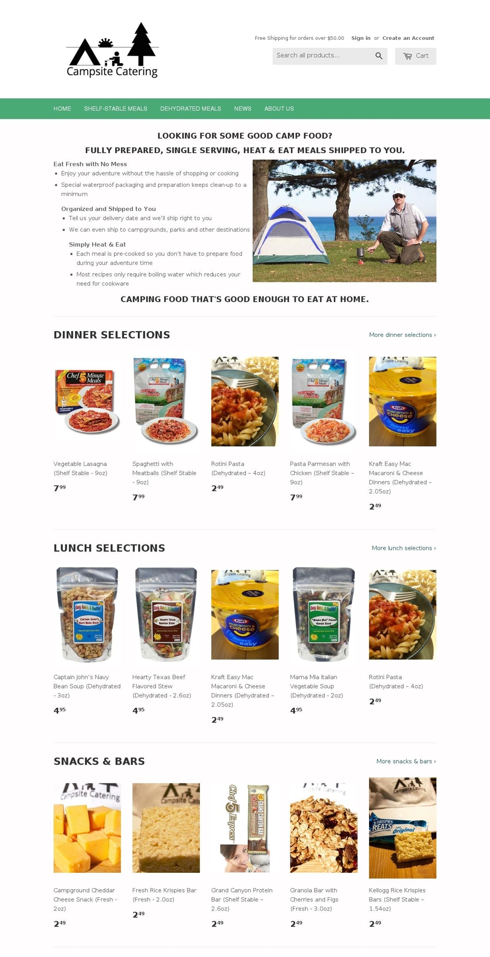 campsitecatering.com shopify website screenshot