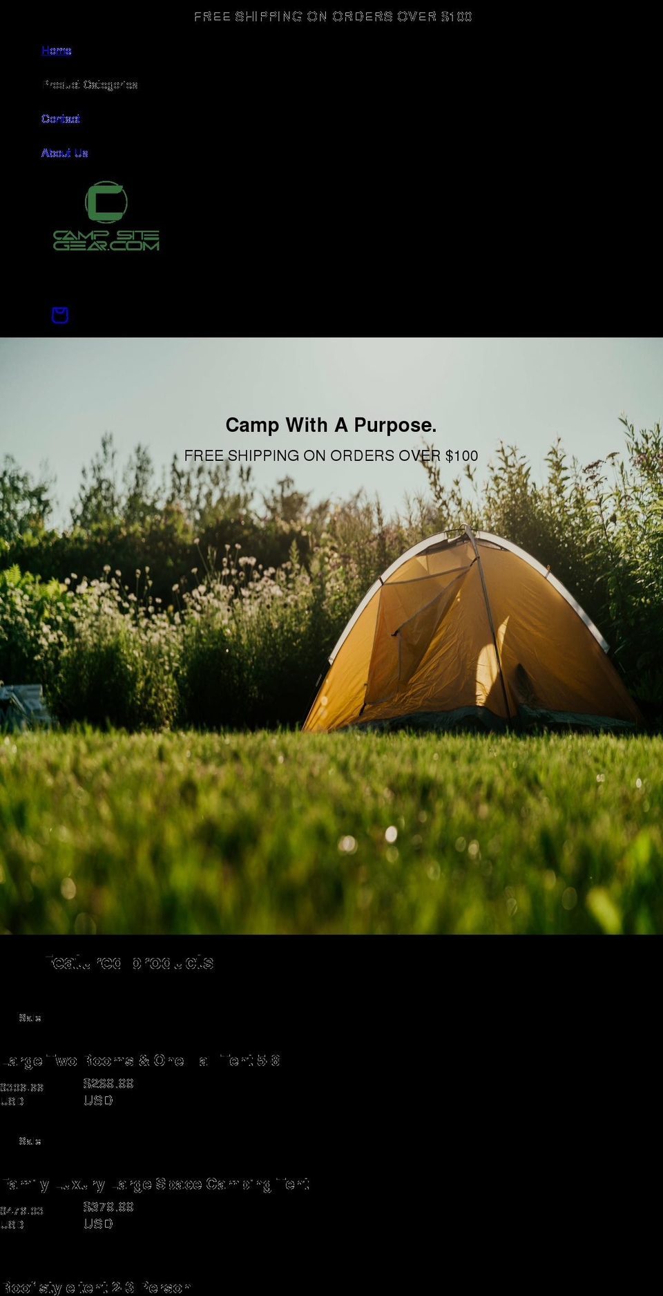 campsitegear.com shopify website screenshot