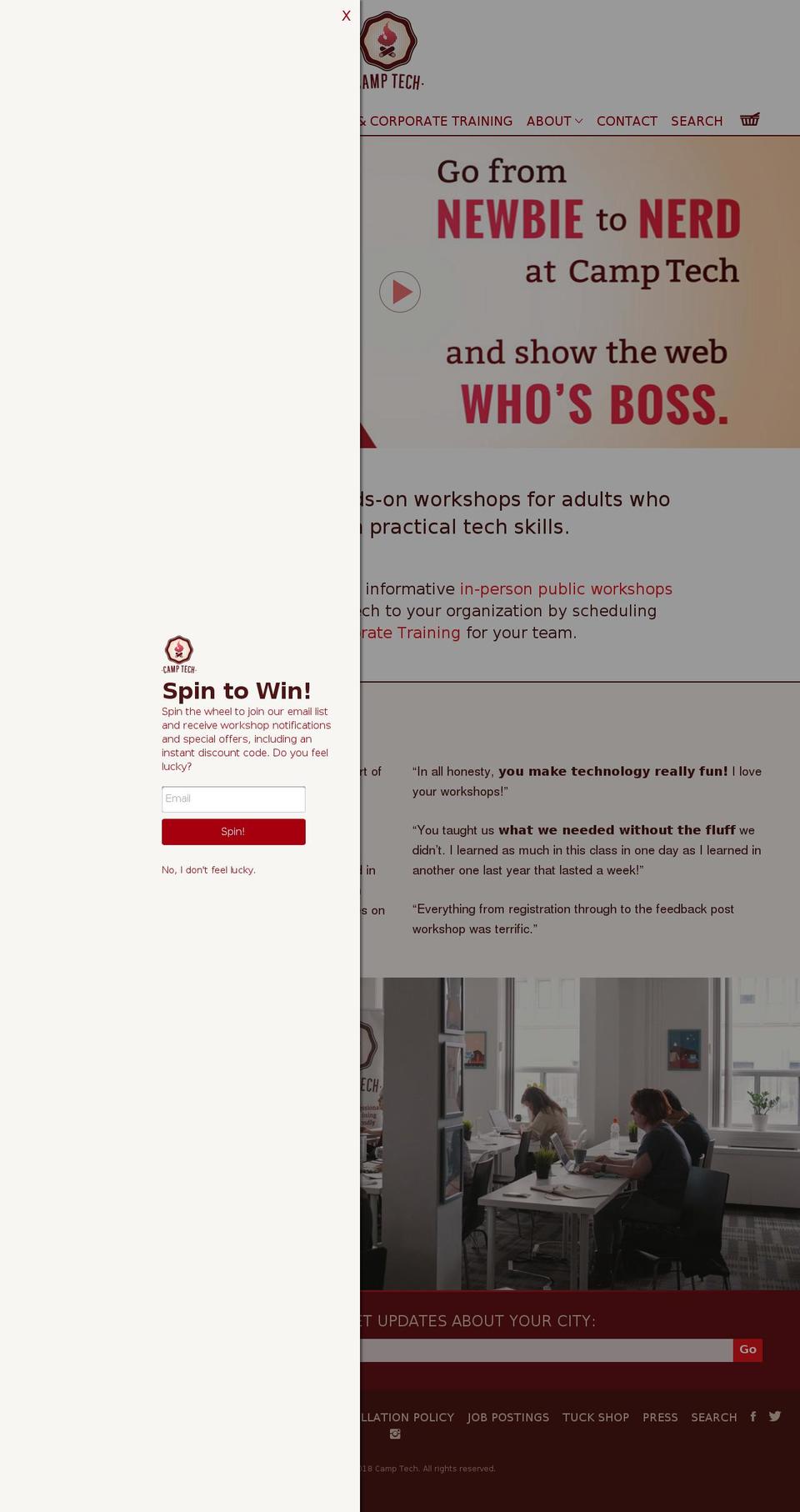 camptech.net shopify website screenshot