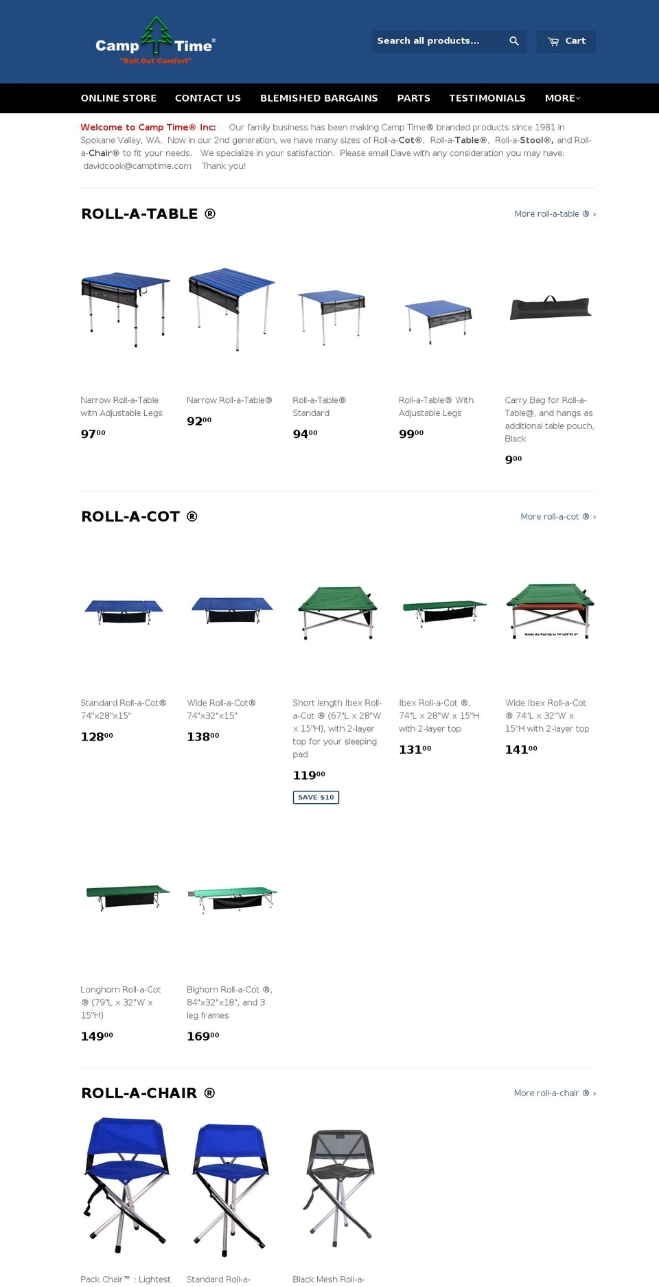 camptime.org shopify website screenshot