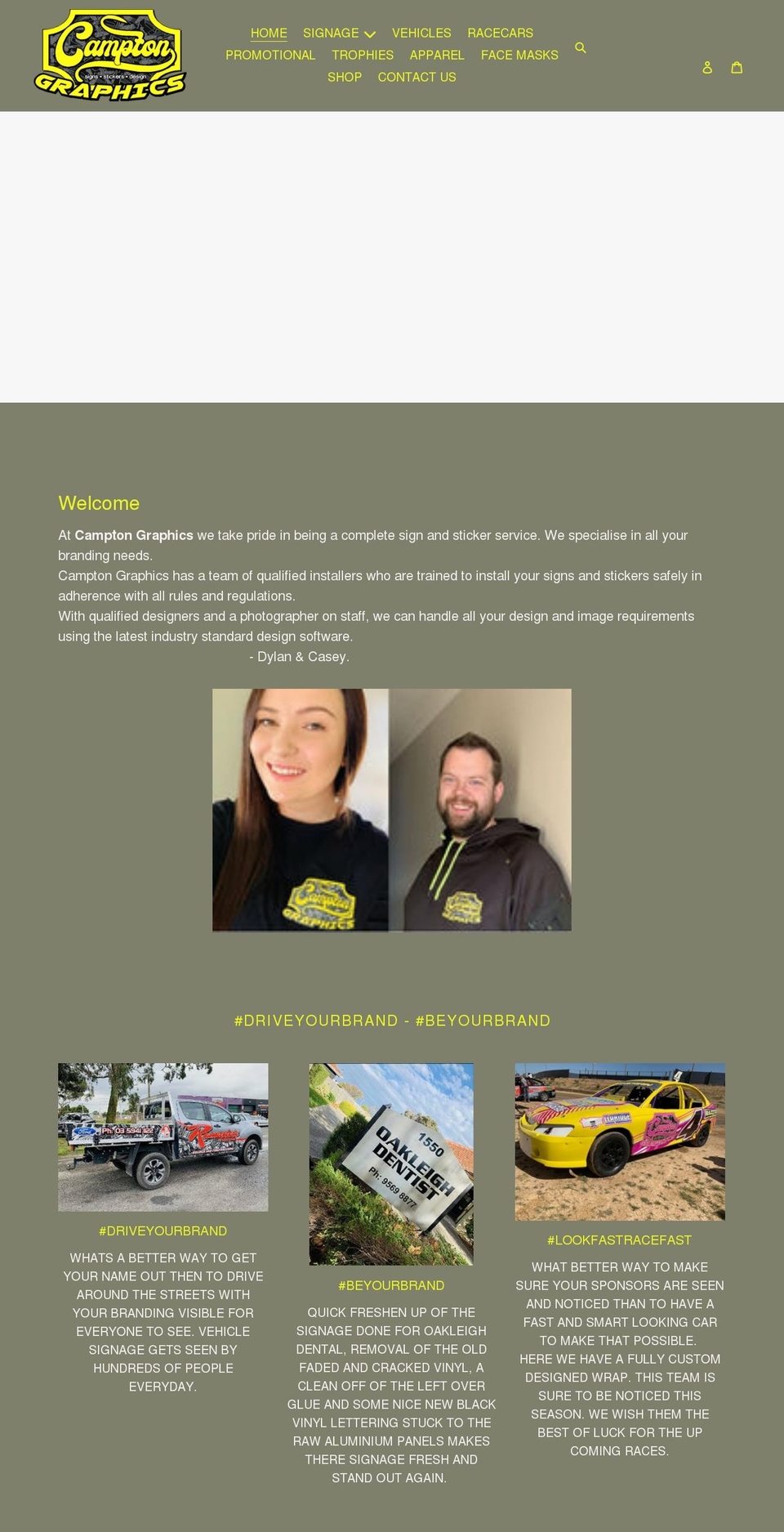camptongraphics.com.au shopify website screenshot
