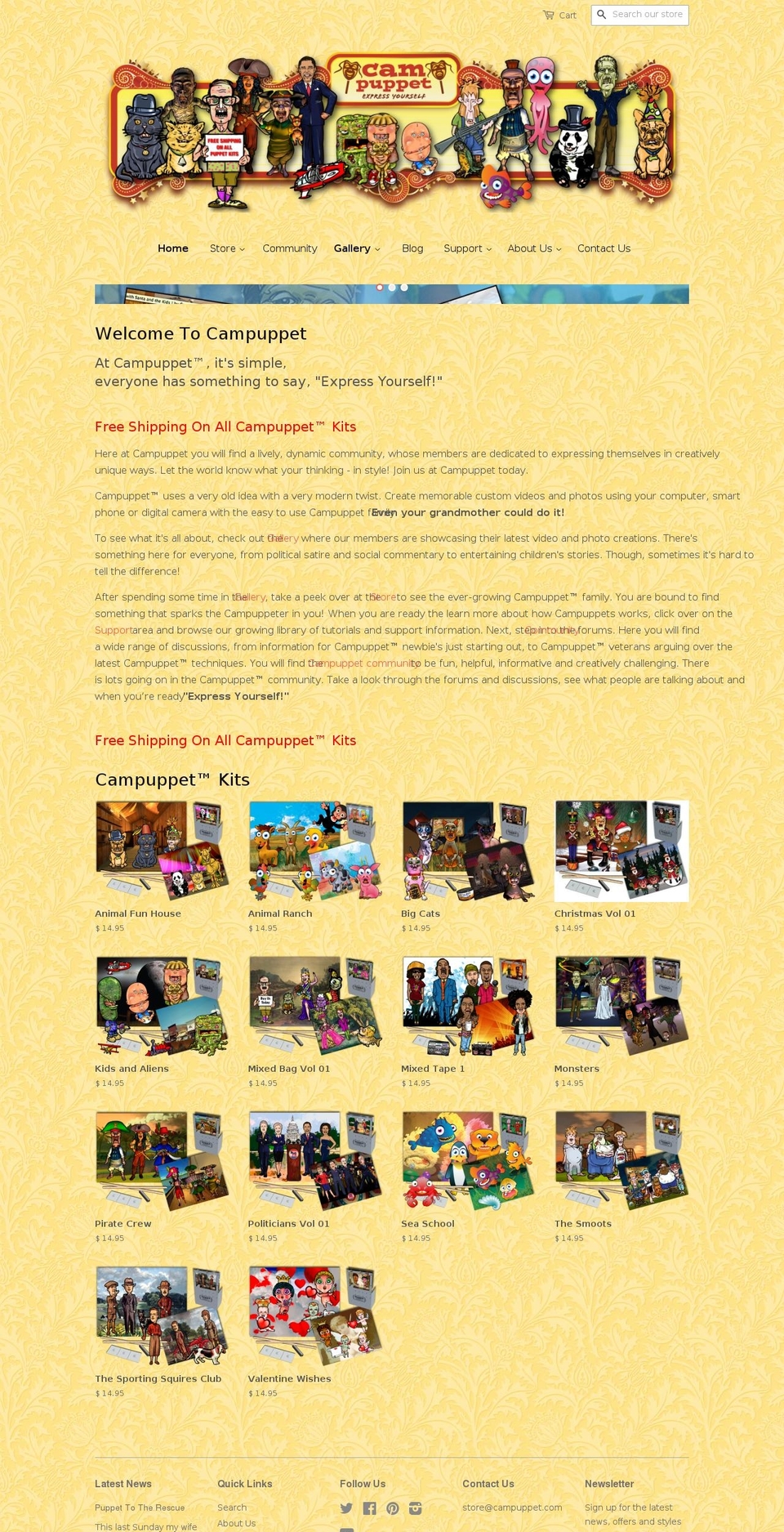 campuppets.com — Shopify storefront screenshot