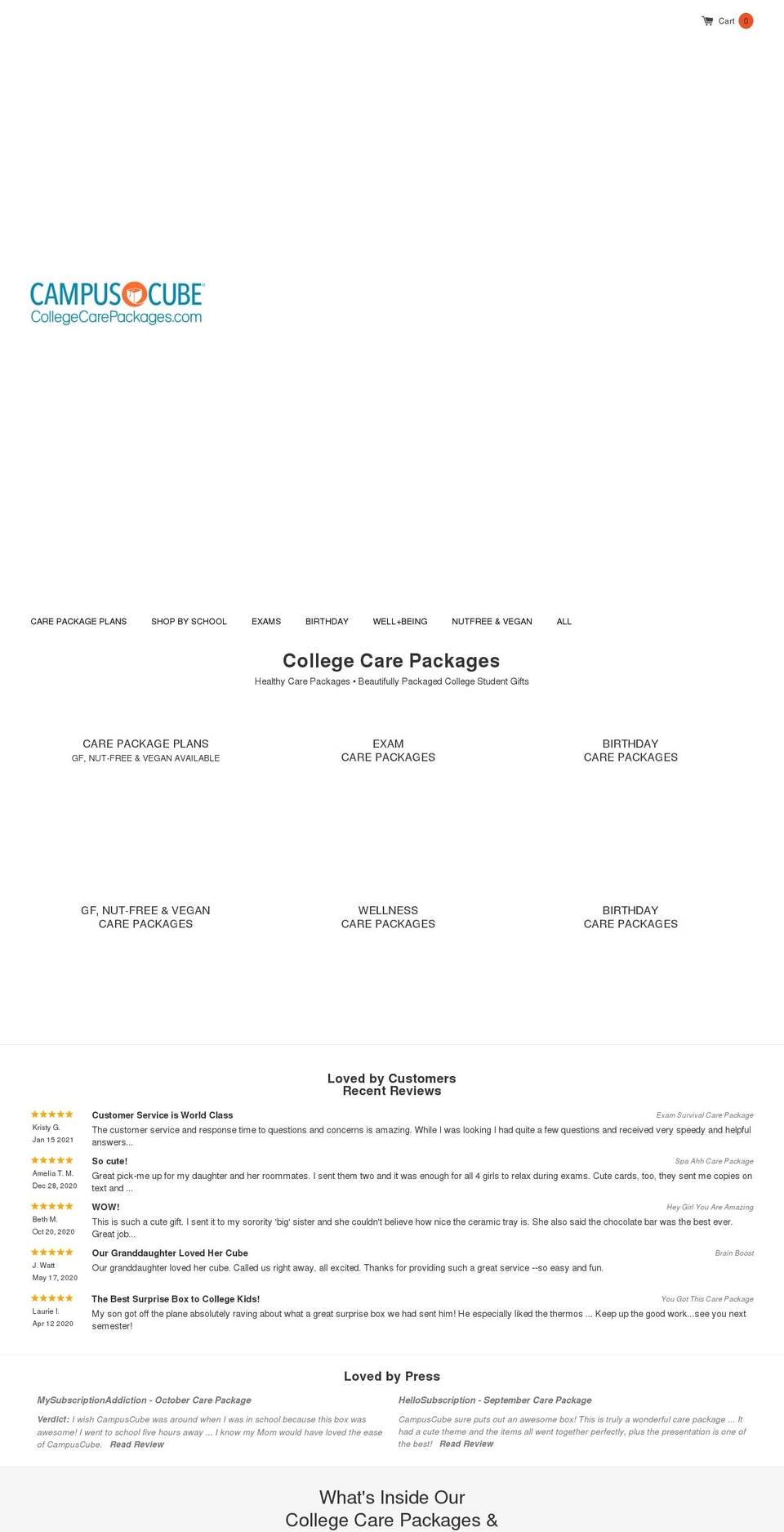 v106 Shopify theme site example campuscubecollegecarepackage.com