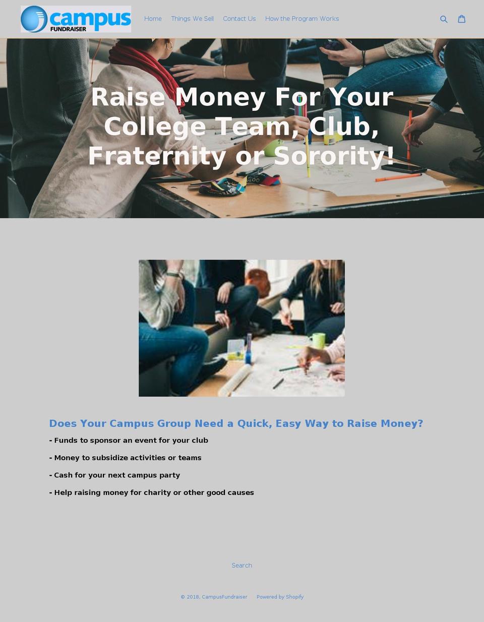 campusfundraiser.com shopify website screenshot