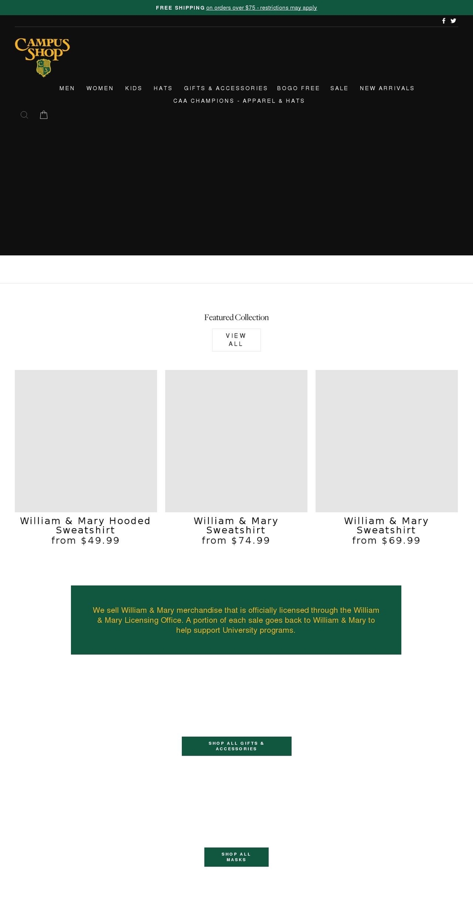 campusshopwm.com shopify website screenshot