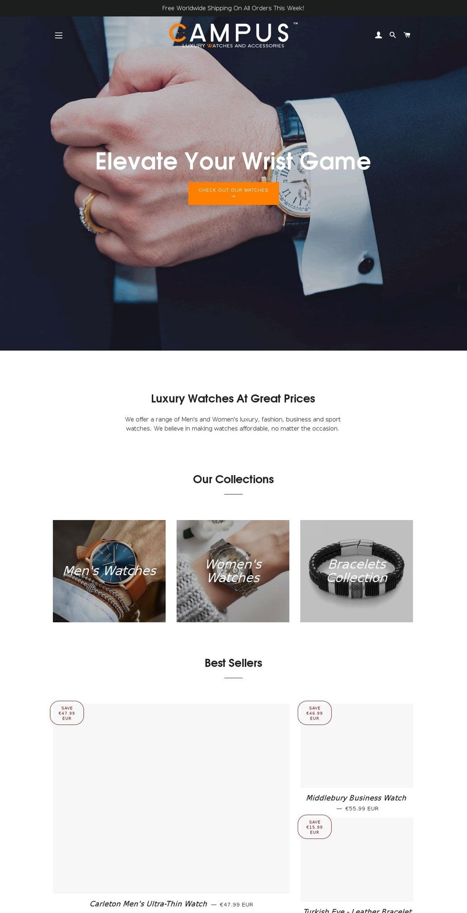 campuswatches.com — Shopify storefront screenshot