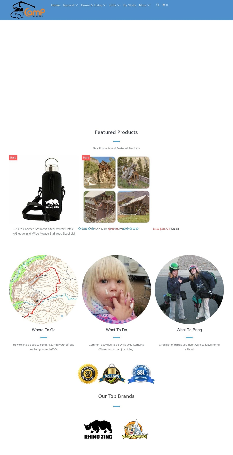 campwildride.com shopify website screenshot