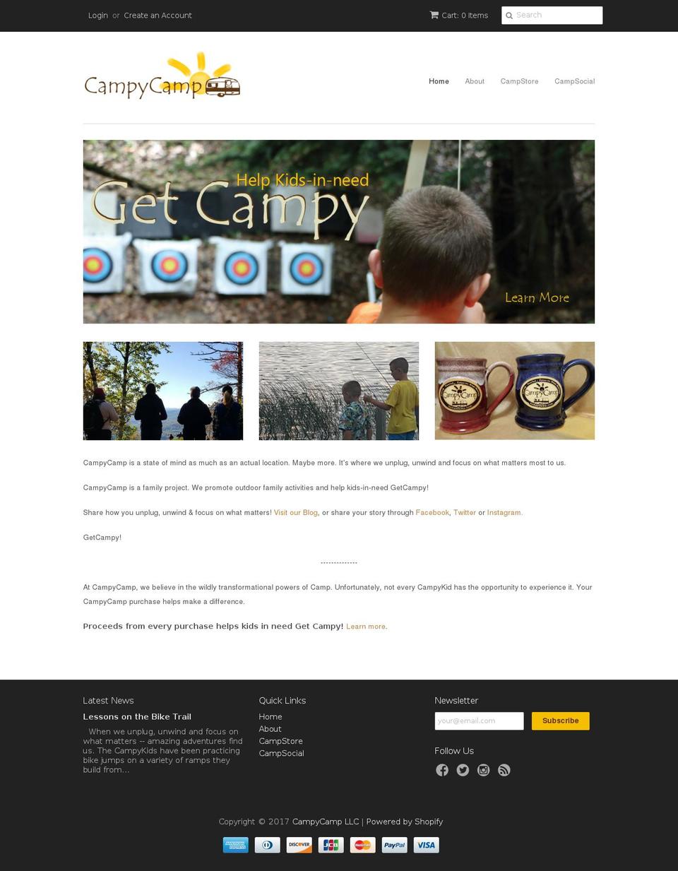 campycamp.com shopify website screenshot