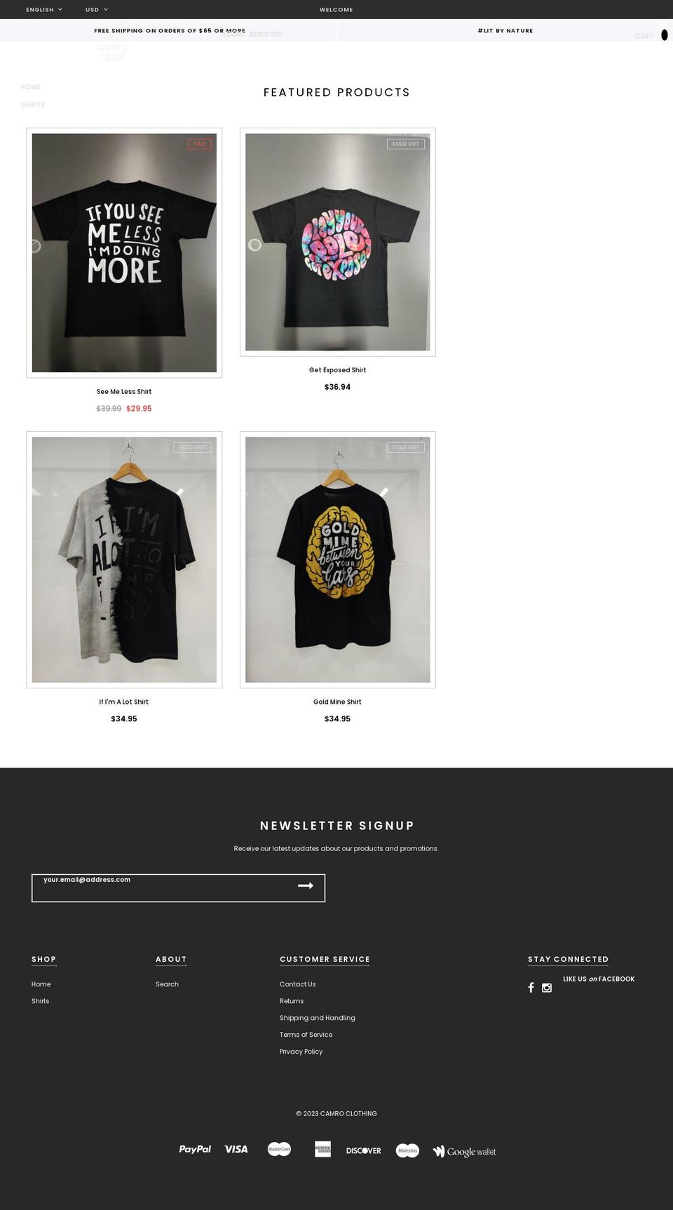 bagratica----sections-ready Shopify theme site example camroclothing.com