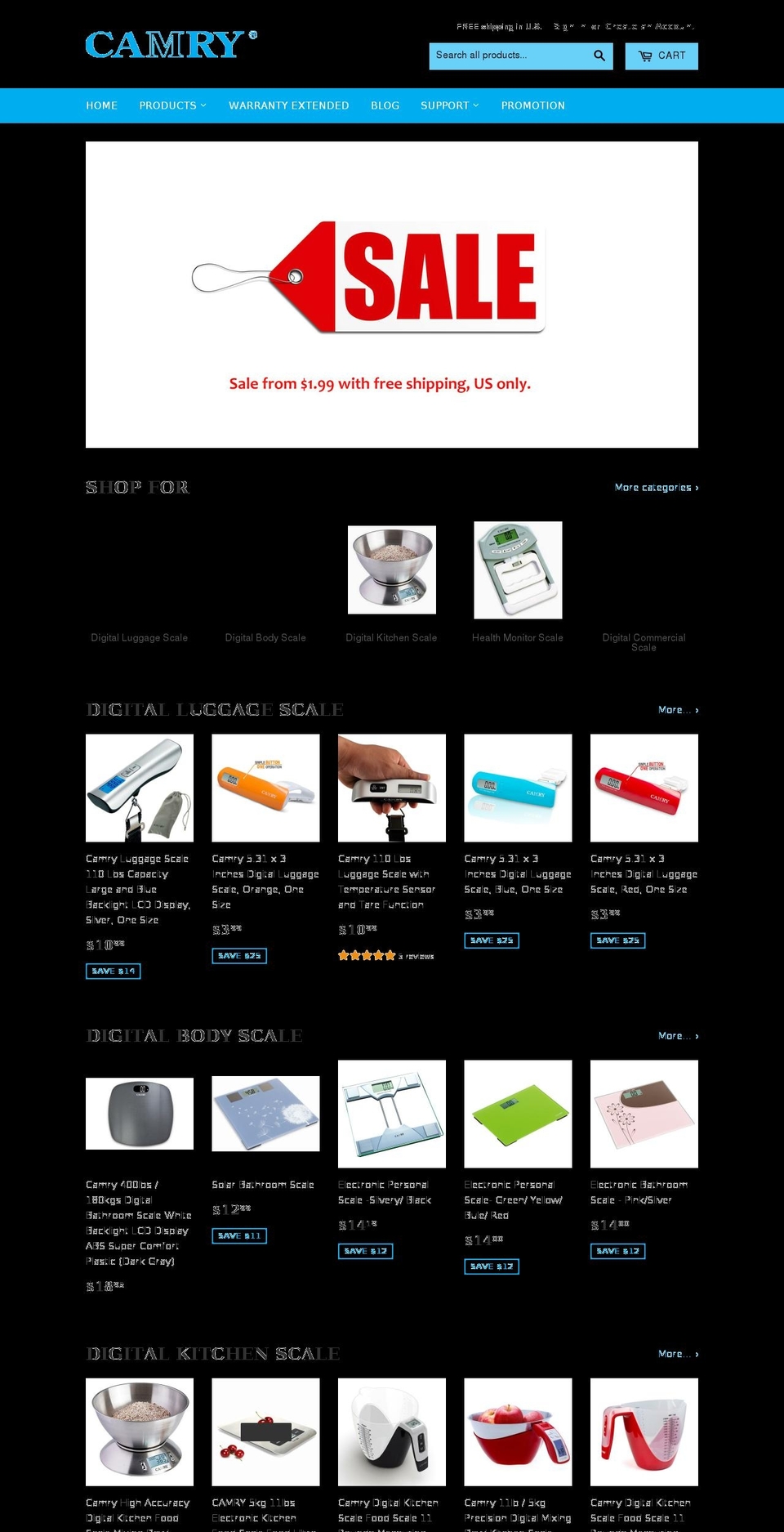 camryscalestore.com shopify website screenshot