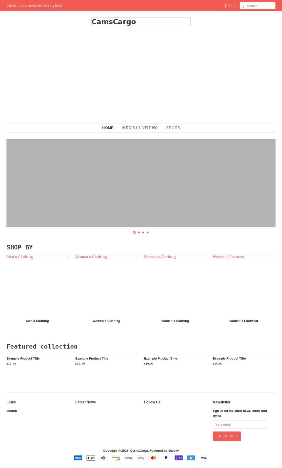 camscargo.com shopify website screenshot
